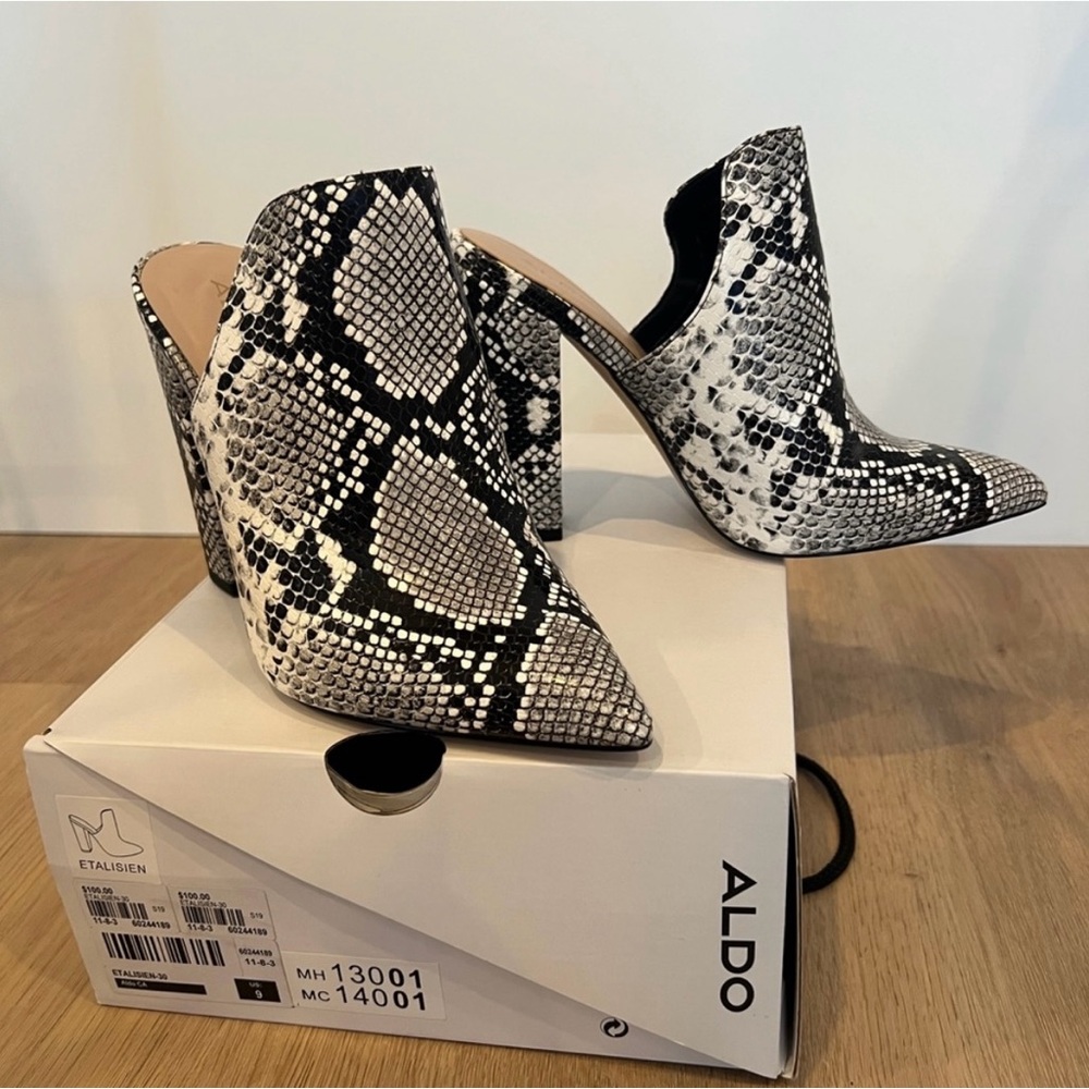 ALDO Etalisien Snakeskin Embossed Block Heel Mule